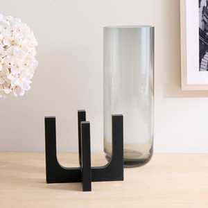 Florero Cilíndrico Moderno de Vidrio con Base de Madera Sólida, Hecho a Mano, de Alta Calidad, para Decoración Minimalista del Hogar - Product Image 2