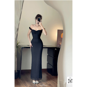 Robe longue moulante en dentelle à épaules dénudées pour femme, idéale pour les soirées, vente en gros ET2263 - Product Image 1