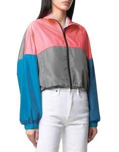 Veste coupe-vent respirante en nylon pour femmes grande taille bloc de couleur 100% Polyester sport femmes coupe-vent à fermeture éclair - Product Image 3