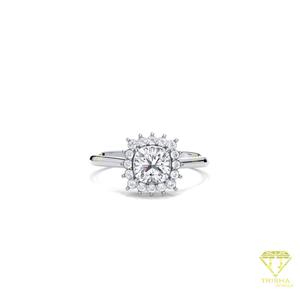 Bague de fiançailles solitaire vintage en or jaune 14 carats avec halo de diamants Moissanite taille coussin pour femme - Product Image 4