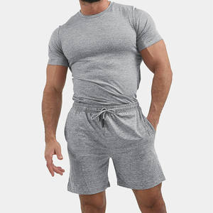Conjunto de camiseta y pantalones cortos deportivos de verano con logotipo personalizado para hombre, conjunto de pantalones cortos de algodón para correr, conjuntos cortos personalizados para hombre - Product Image 2