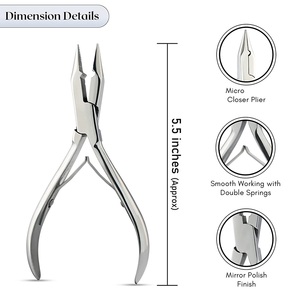 Pinzas de Acero Inoxidable para Instalación y Remoción de Extensiones de Cabello, Pinzas para Anillos Micro, Herramienta para Salón - Product Image 2