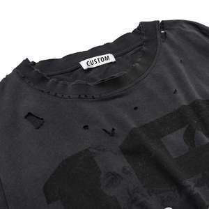 T-shirt personnalisé pour homme, coupe classique, manches régulières, bordure contrastée, écologique, respirant, style streetwear, col rond, jersey tricoté 220g - Product Image 5