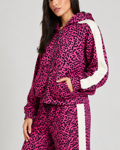 Sweat à capuche zippé pour femme, imprimé léopard rose, en polaire premium, style streetwear décontracté, tissu doux, sweat à capuche personnalisé, saison hiver, pour femme. - Product Image 4