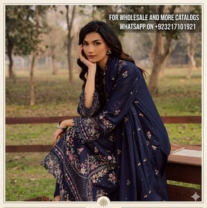 Women's <b>Batik</b> - 3 Piece Sequin Embroidered Lawn Shirt Chiffon Embroidered Dupatta Trousers Set Anarkali <b>Dress</b> Wholesale - Product Image 6