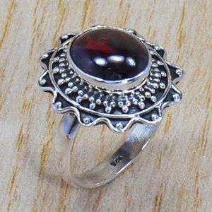 Bague Statement en Argent Sterling 925 Fait Main avec Cabochon Ovale en Grenat Naturel Oxydé – Vente en Gros - Product Image 2