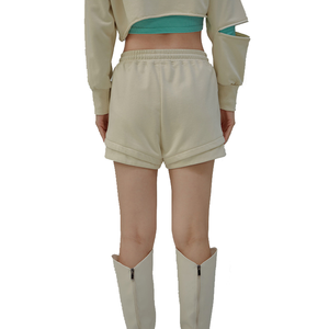 High Waist Double Layer <b>Compression</b> <b>Shorts</b> <b>Women</b> Cotton Outer <b>Short</b> Tights Running Base Layer <b>Shorts</b> Mid Rise Breathable Fabric - Product Image 3