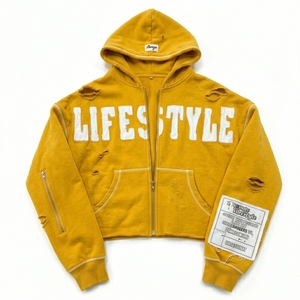 Survêtement Premium Streetwear pour Homme, Coupe Boxy, Effet Usé, Broderie, Appliqué, Délavé à l'Acide, Zippé, Strass - Product Image 2