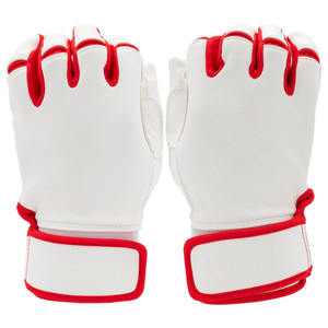 Adult Baseball Batting Gloves White <b>Red</b> Leather Breathable Flex Grip Adjustable Wrist Strap Sports OEM Factory Supply Gloves - Product Image 2