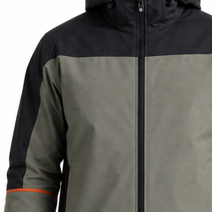 Chaqueta Softshell Premium con Capucha para Hombre, Resistente al Agua, para Senderismo al Aire Libre, Negra y Verde Oliva con Ribete Naranja en Contraste - Product Image 3