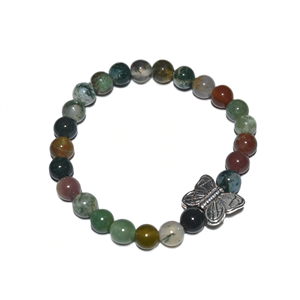 Pulsera con Dije de Mariposa de Ágata Musgosa - Accesorio de Moda de Cristal - Product Image 2