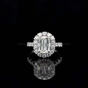 2.03 CT Oval Cut Diamond Halo Ring Lab Grown Diamond Engagement <b>Wedding</b> <b>Band</b> for Women IGI Certified 925 <b>Silver</b> - Product Image 2