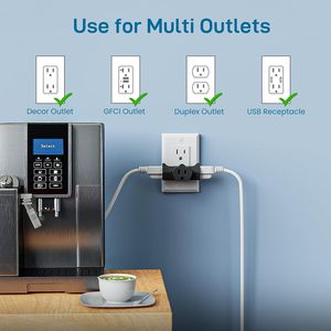 Adattatore di messa a terra a 3 prese certificato UL, prolunga per prese di corrente per impieghi gravosi, nero, confezione da 3 - Product Image 2