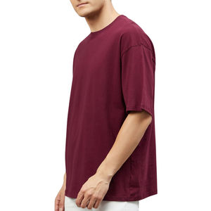 Camiseta de Manga Corta para Hombre, 350G, 100% Algodón, Color Tierra, Cuello Medio Alto, Hombros Caídos - Product Image 5