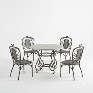 Ensemble de meubles de patio en fer forgé de style traditionnel KHP Vietnam, 4 places, table et chaises de jardin en métal robuste, vente en gros - Product Image 1