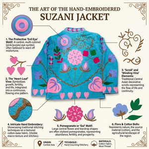 Embroidered Suzani <b>jacket</b> with intricate handmade motifs and vibrant colors ideal for boho fashion boutiques and ethnic - Product Image 6