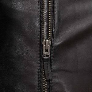 Chaqueta de Cuero Marrón para Hombre con Capucha Desmontable, Acolchado de Diamantes en los Hombros, Corte Ajustado, Piel de Oveja Auténtica, Estilo Casual, para Invierno, Tipo Moto - Product Image 3