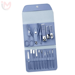 Kit de soin des ongles en acier inoxydable 16 pièces, ensemble d'outils de manucure et de pédicure, sac portable, style classique, pour adultes - Product Image 1
