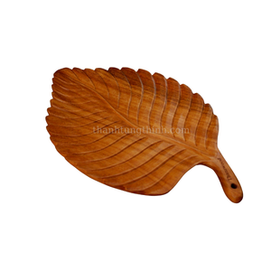 Plateau de service multifonctionnel en bois d'acacia naturel vietnamien, en forme de feuille, décoratif, écologique, antibactérien et alimentaire - Product Image 4