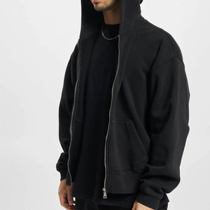 Sweat à capuche zippé pour homme, délavé à l'acide, style streetwear décontracté, mode hiver, service OEM, vente en gros, design personnalisé, sweats à capuche pour homme délavés à l'acide - Product Image 4