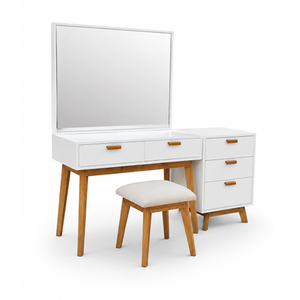 Bedroom <b>Dressing</b> <b>Table</b> Set with Solid Teak Wood Eco-Friendly <b>Modern</b> Minimalist Design Smooth Finish - Product Image 1