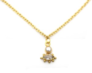Pendentif minimaliste plaqué or 18 carats avec perle d'eau douce et perle en forme de poire et cristal pour femme, idéal pour les soirées, style chrétien - Product Image 6
