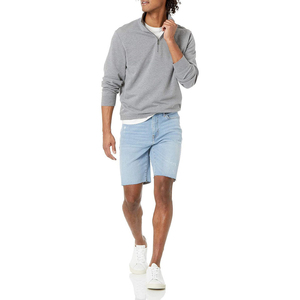 Sudadera de invierno para hombre, elegante, de manga regular, media cremallera, de felpa, 100% algodón, cuello alto, con logotipo personalizado bordado y apliques. - Product Image 3