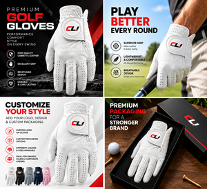 Gants de golf en cuir Cabretta bleus, Tour Premium, respirants, antidérapants, logo personnalisé, emballage OEM, main gauche, homme, Canleo Glove Sports - Product Image 3