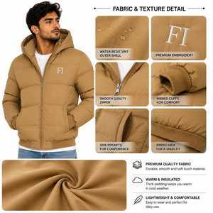 Vestes matelassées à capuche pour hommes en gros, doudounes d'hiver rembourrées, vestes décontractées chaudes à fermeture éclair intégrale pour l'extérieur, fabricant OEM ODM USA - Product Image 5