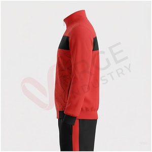 Veste de survêtement rouge à imprimé géométrique pour homme, manches longues, col montant, fermeture éclair sur le devant, coupe sportive régulière, pour l'automne - Product Image 3