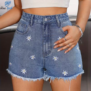 Shorts de Mezclilla para Mujer, Verano, Lavado Claro, Cintura Alta, Desgastados, con Dobladillo Deshilachado, Estilo Casual Urbano - Product Image 5
