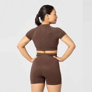 Haut court de sport 100 % coton pour femme, coupe ajustée, séchage rapide, compressé, vente chaude, prix d'usine en gros - Product Image 6