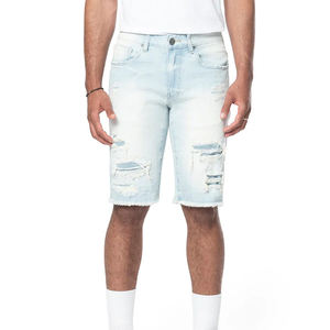 Shorts en jean pour homme de haute qualité 100% coton, décontractés, tricotés, coupe régulière, multi-poches, style streetwear, coupe régulière - Product Image 1