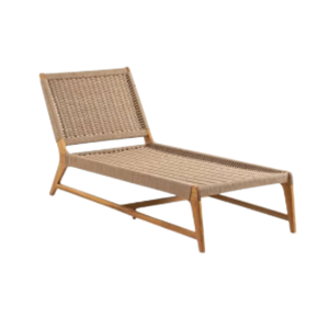 Chaises longues de jardin en rotin avec structure en bois, style minimaliste, résistantes aux UV - Product Image 3