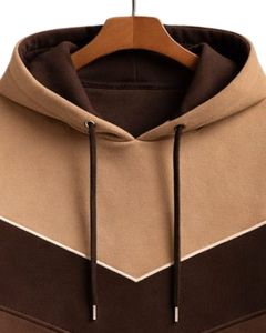 Sweat à capuche pour homme en coton molletonné, color block marron et kaki, style décontracté streetwear, fabricant sur mesure, fournisseur en gros de vêtements - Product Image 5