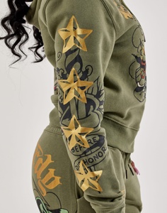 Sudadera con Capucha Estampada Personalizada Estilo Urbano Vintage, Antienvejecimiento, Forro de Satén, Sudadera con Capucha Estampada en Relieve - Product Image 2