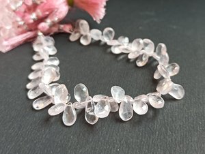 Cuarzo Rosa Natural de 8.5 Pulgadas, Facetado en Forma de Pera, Briolette de 5x7-6x8 mm, Cuarzo Rosa Natural, Gema de Cuarzo Rosa para Joyería - Product Image 4