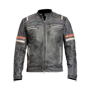 Men's Brown Genuine <b>Leather</b> Moto Biker <b>Jacket</b> Stand Collar Zipper Closure Slim Fit Autumn Wear - Product Image 4