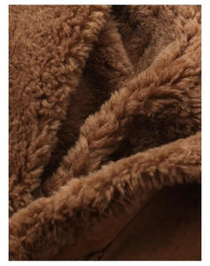 Plus Size Women's Autumn Knitted Velvet Muskrat Fur Lining Cow Suede Elegant Long Sleeve Casual Outwear Solid Single Detachable - Product Image 5
