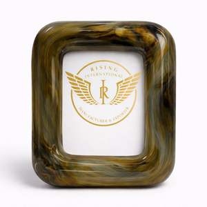 Cadre photo carré en résine gris et blanc personnalisé en gros, fournisseur de cadres photo de luxe en pierre pour la décoration intérieure et les cadeaux - Product Image 2