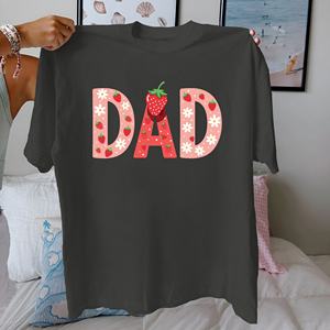 DAD Camiseta con estampado informal para mujer Comfort Fit 100% Tela de punto de algodón puro con tema de fresa - Product Image 2