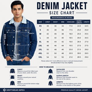 Veste en jean décontractée d'hiver personnalisée, écologique, avec col en sherpa pour hommes |   Veste de camionneur doublée en polaire avec fermeture éclair |   Effet délavé vintage - Product Image 6