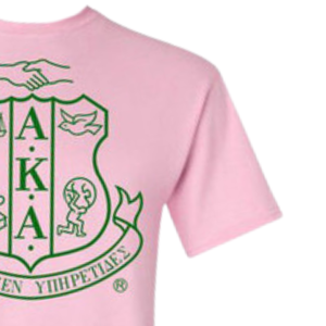 Camiseta AKA World Famous Crest con estampado gráfico en rosa claro y verde, cuello redondo, algodón, informal, de manga corta - Product Image 3