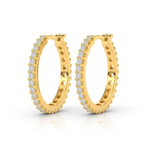 Premium 10K Solid Gold Eternity Hoop <b>Earrings</b> with Lab Grown Diamonds Luxury <b>Fine</b> Jewelry for Women OEM Manufacturing - Product Image 3