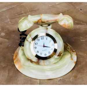 Reloj de Teléfono Vintage de Mármol Ónix, Reloj de Mesa Clásico Retro, Reloj Decorativo de Lujo para el Hogar y la Oficina - Product Image 3