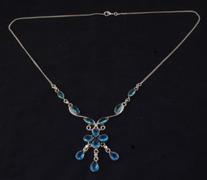 Blue Topaz Sterling Silver <b>Necklace</b> December Birthstone Handmade Gemstone Pendant Jewelry Gift For Women - Product Image 4