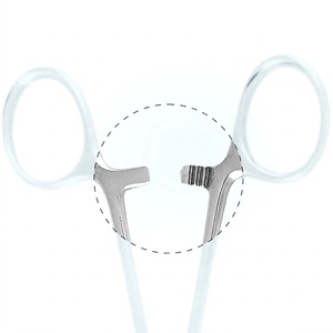คีมหนีบห้ามเลือดแบบแม่นยำแหนบล็อกได้ที่หนีบสีเงินทรงตรงทำจากสแตนเลส - Product Image 3