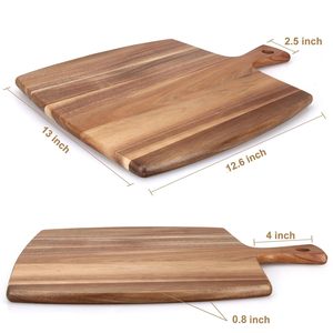 Planche à découper ronde en bois d'acacia |   Manche en bois fait main |   Planche à fromage et charcuterie écologique de 1,5 cm d'épaisseur, compatible lave-vaisselle - Product Image 3