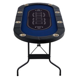 Mesa de Póker Plegable Portátil para 8 Jugadores con Rieles Acolchados y Portavasos de Acero Inoxidable para Blackjack, Texas Holdem y Juegos de Azar - Product Image 5