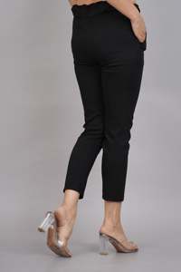 Pantalon décontracté d'été coupe classique pour femme, couleur noire, confortable, respirant, en tissu extensible écologique, élégant pour le quotidien - Product Image 2